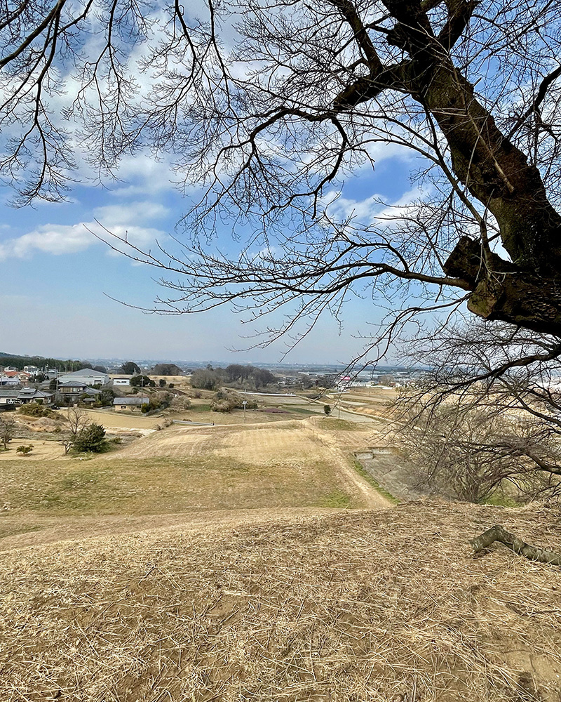 白石稲荷山古墳の上から景色を眺める写真