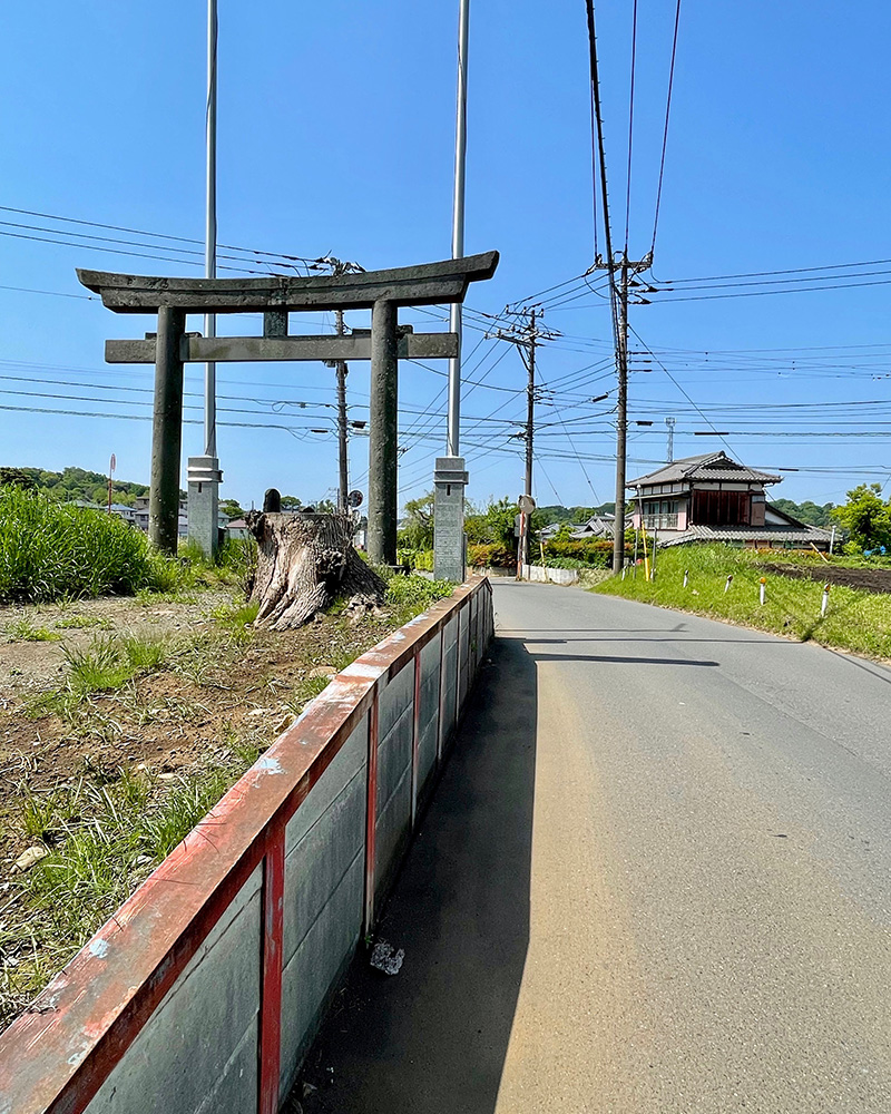 八坂神社の鳥居、鎌倉街道の説明板があった写真