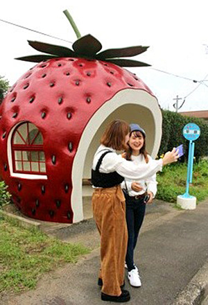 イチゴのバス停の写真