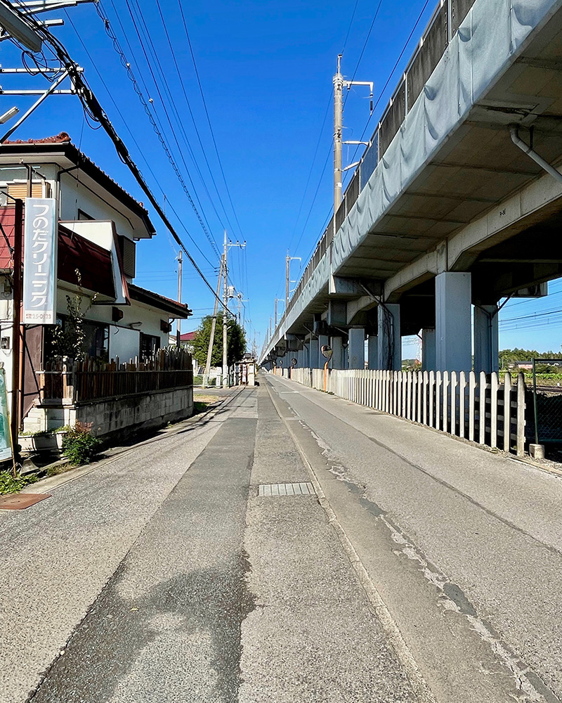 しばらく東北新幹線の下を通る写真